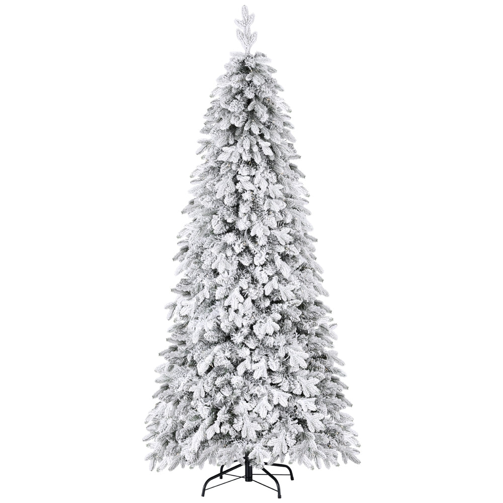 7FT Snow-Flocked Pencil Christmas Tree with 350 LED Lights