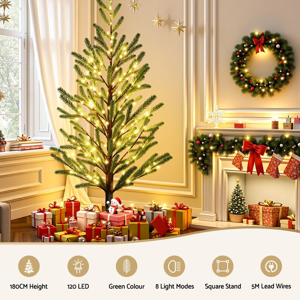 6FT Pre-Lit LED Christmas Tree with 120 Warm White LEDs