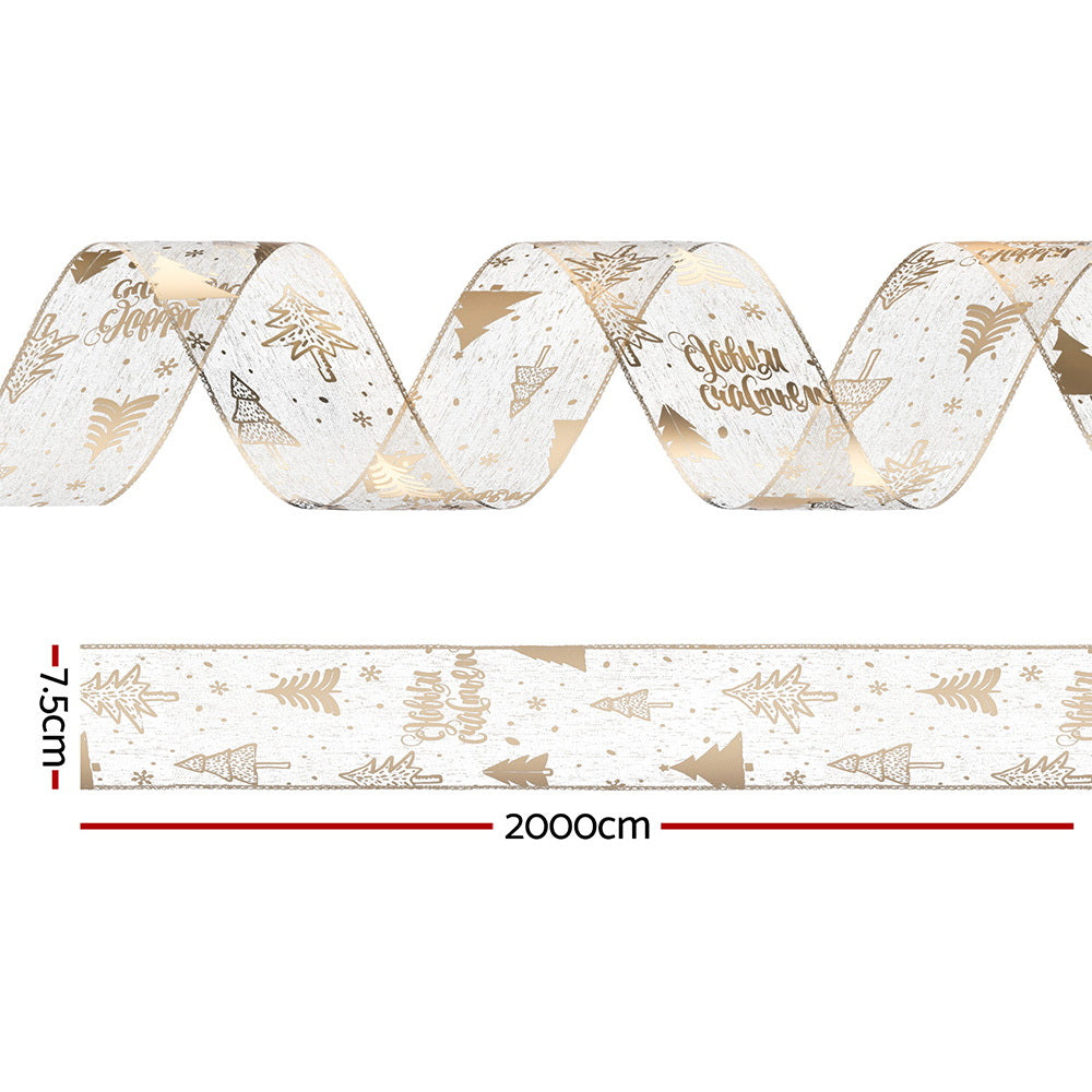 20M Gold Christmas Tree Ribbon Roll