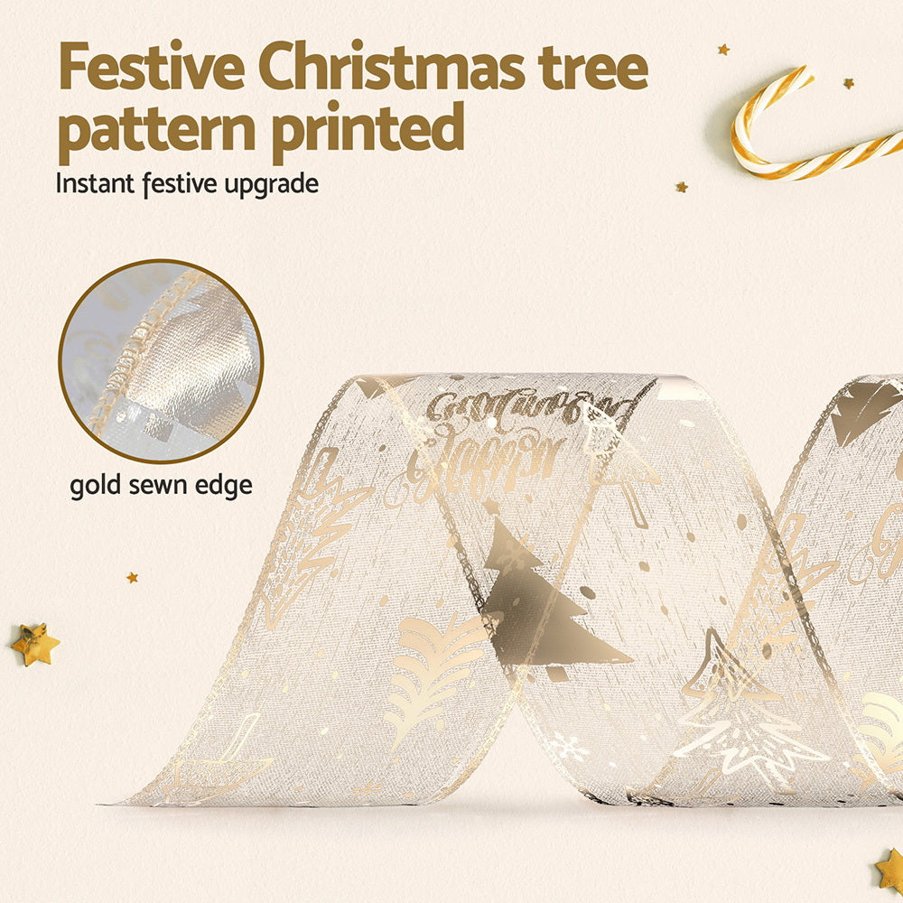 20M Gold Christmas Tree Ribbon Roll