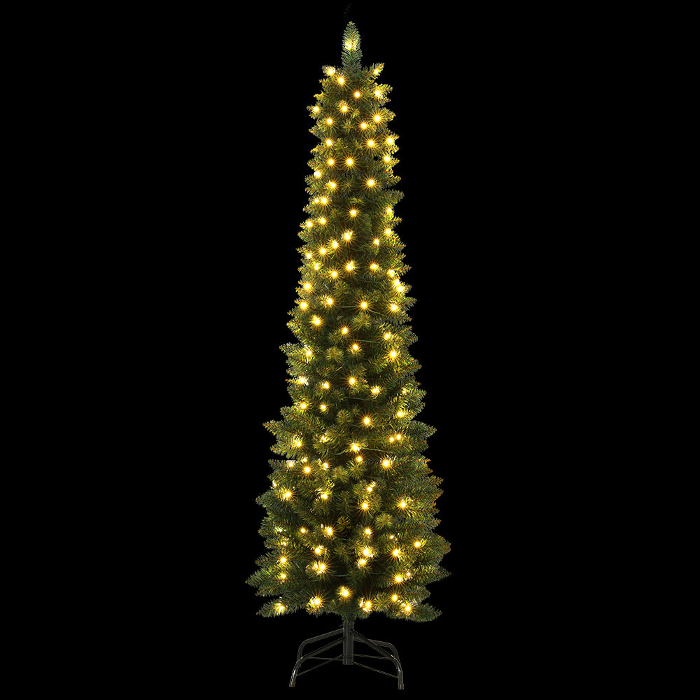 6FT Slim Pre-Lit Christmas Tree with 200 Warm White LEDs