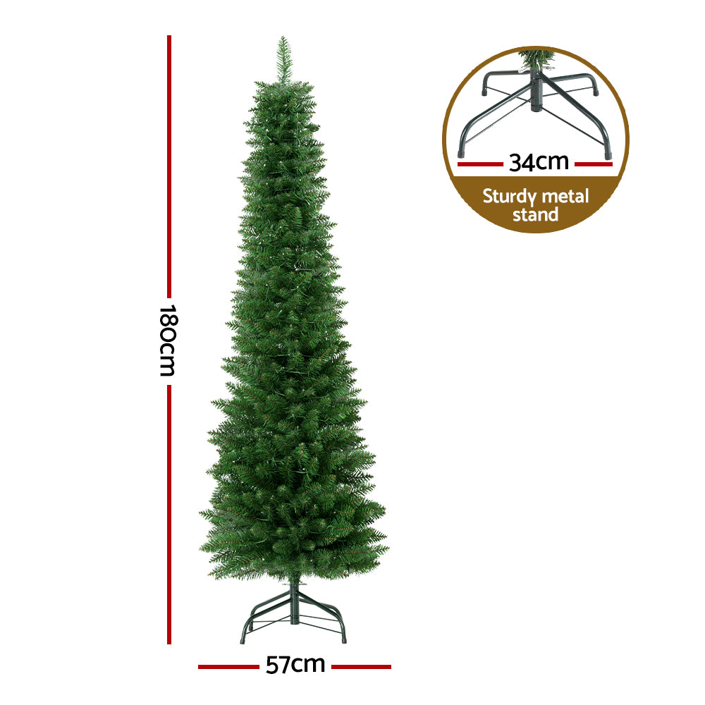 6FT Slim Pre-Lit Christmas Tree with 200 Warm White LEDs
