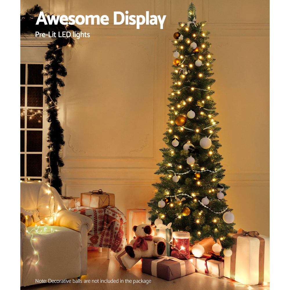 6FT Slim Pre-Lit Christmas Tree with 200 Warm White LEDs