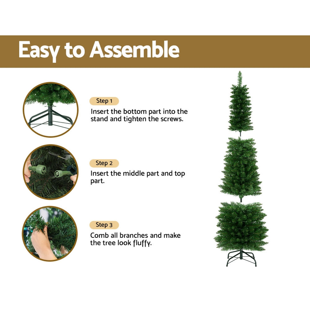 6FT Slim Pre-Lit Christmas Tree with 200 Warm White LEDs
