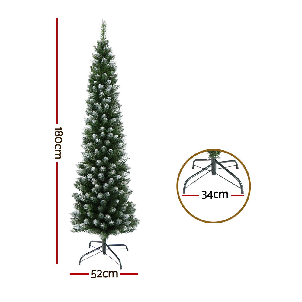 6FT Slim Snow-Tipped Christmas Tree with 300 Tips