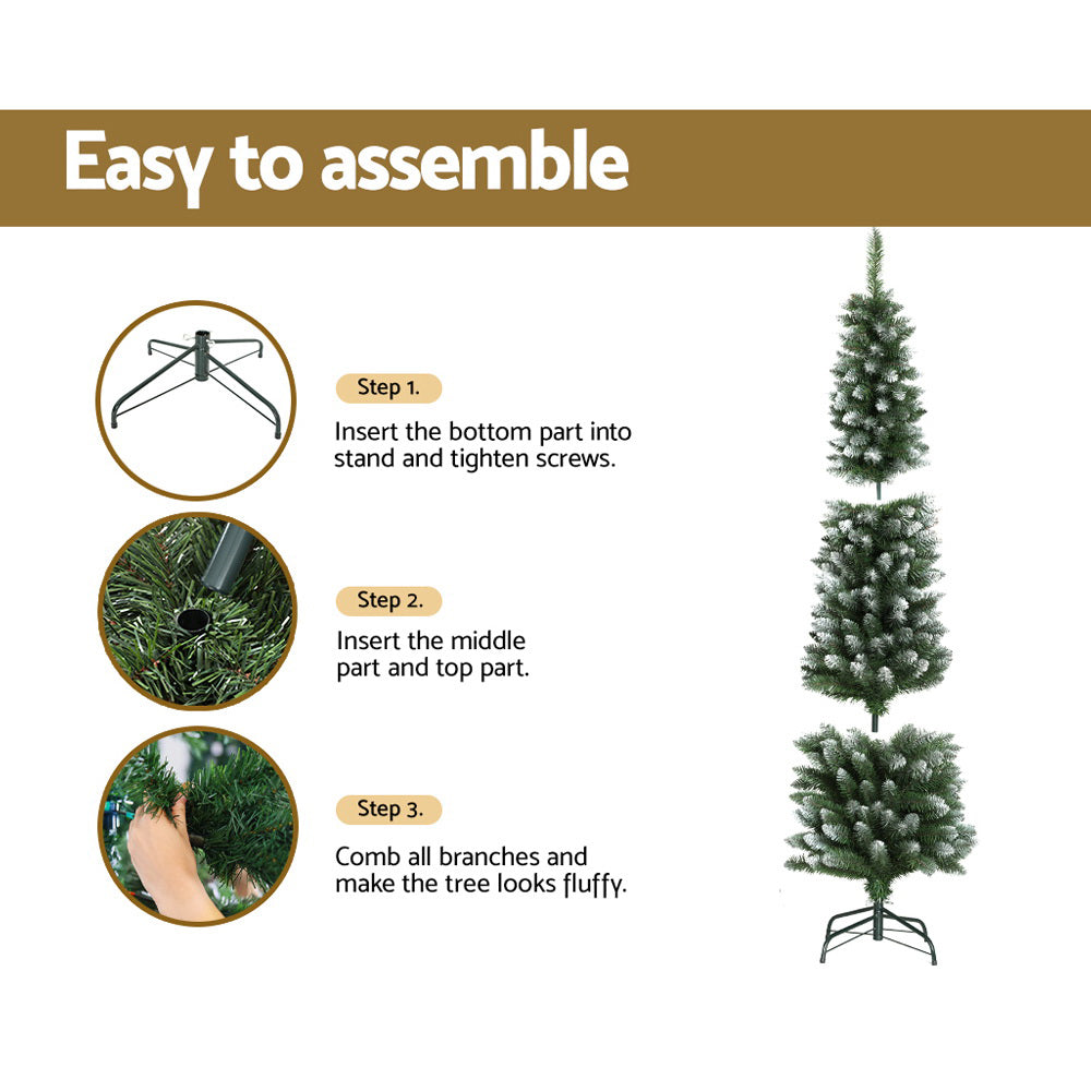 6FT Slim Snow-Tipped Christmas Tree with 300 Tips