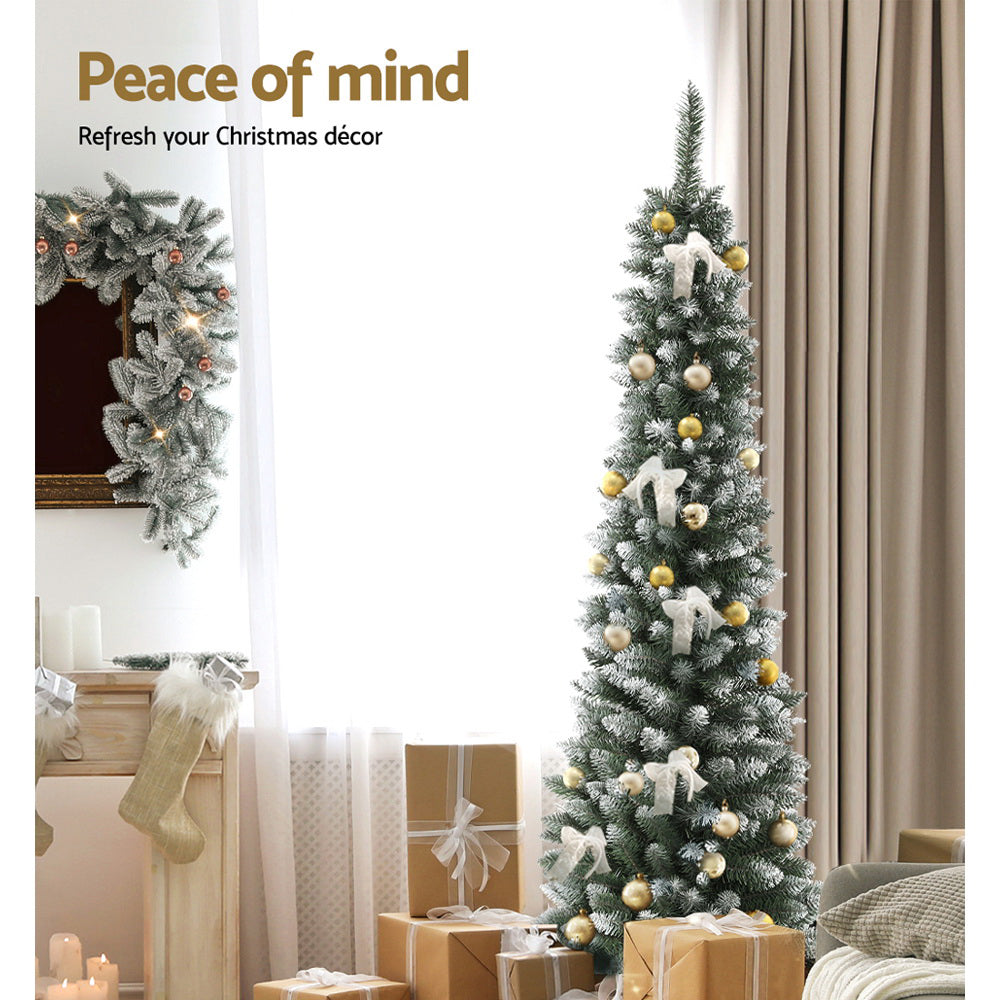 6FT Slim Snow-Tipped Christmas Tree with 300 Tips