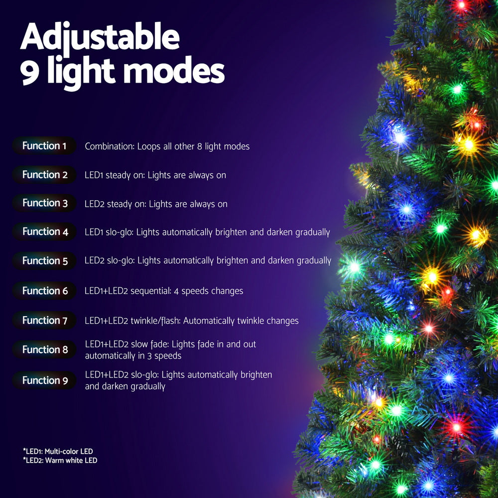 6FT Pre-Lit Christmas Tree with 200 Multi-Colour LEDs & 8 Lighting Modes