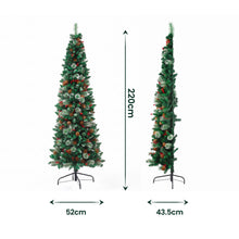 7FT Half Christmas Tree with Red Berries & Pine Cones