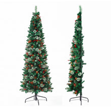 7FT Half Christmas Tree with Red Berries & Pine Cones