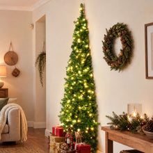 8FT Pre-Lit Half Christmas Tree with 280 Warm White LED