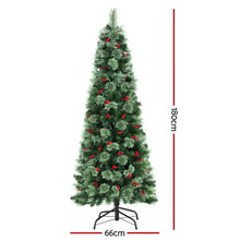 6FT Slim Pre-Lit Christmas Tree with 200 Warm White LEDs & Red Berries