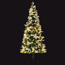 6.5FT Snow-Flocked Christmas Tree with Pine Cones & 280 LED Lights