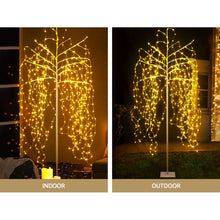 7FT Solar Weeping Willow LED Christmas Tree with 600 Warm White LEDs