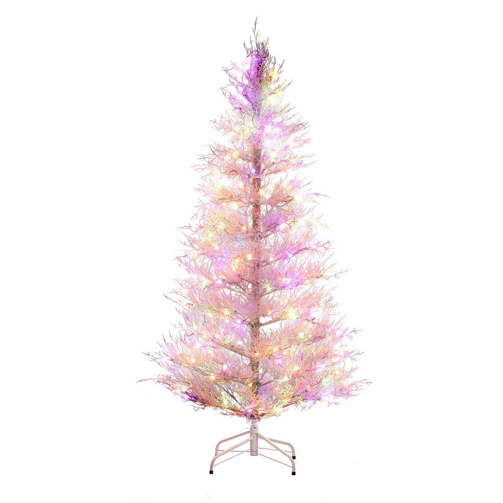 6FT Pre-Lit Iridescent Christmas Tree with 200 Multi-Colour LEDs