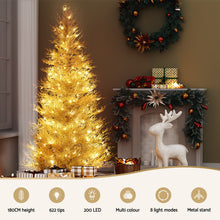 6FT Pre-Lit Iridescent Christmas Tree with 200 Multi-Colour LEDs