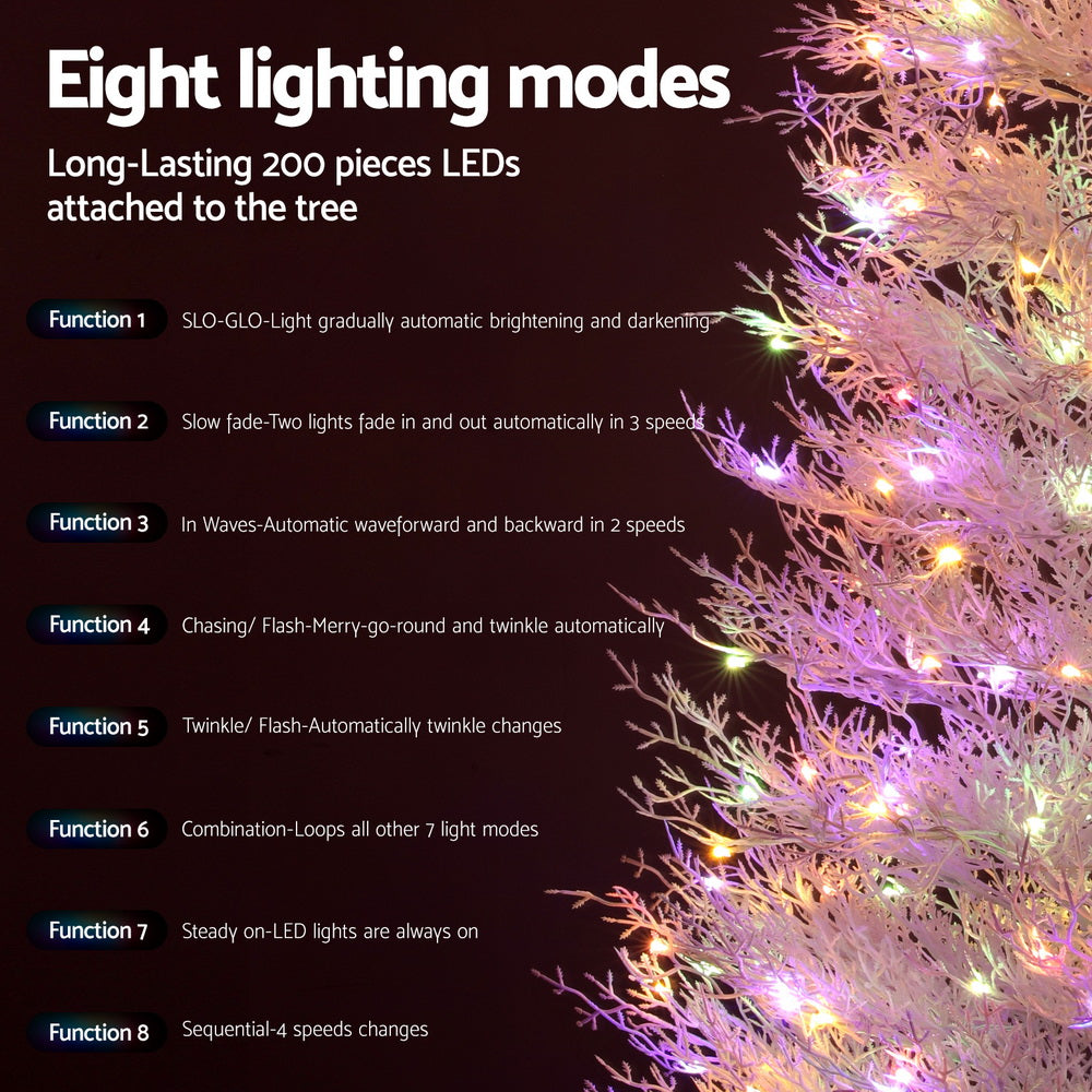 6FT Pre-Lit Iridescent Christmas Tree with 200 Multi-Colour LEDs