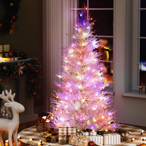 6FT Snowy Christmas Tree – 622 Tips, 200 Multicolour LED Lights