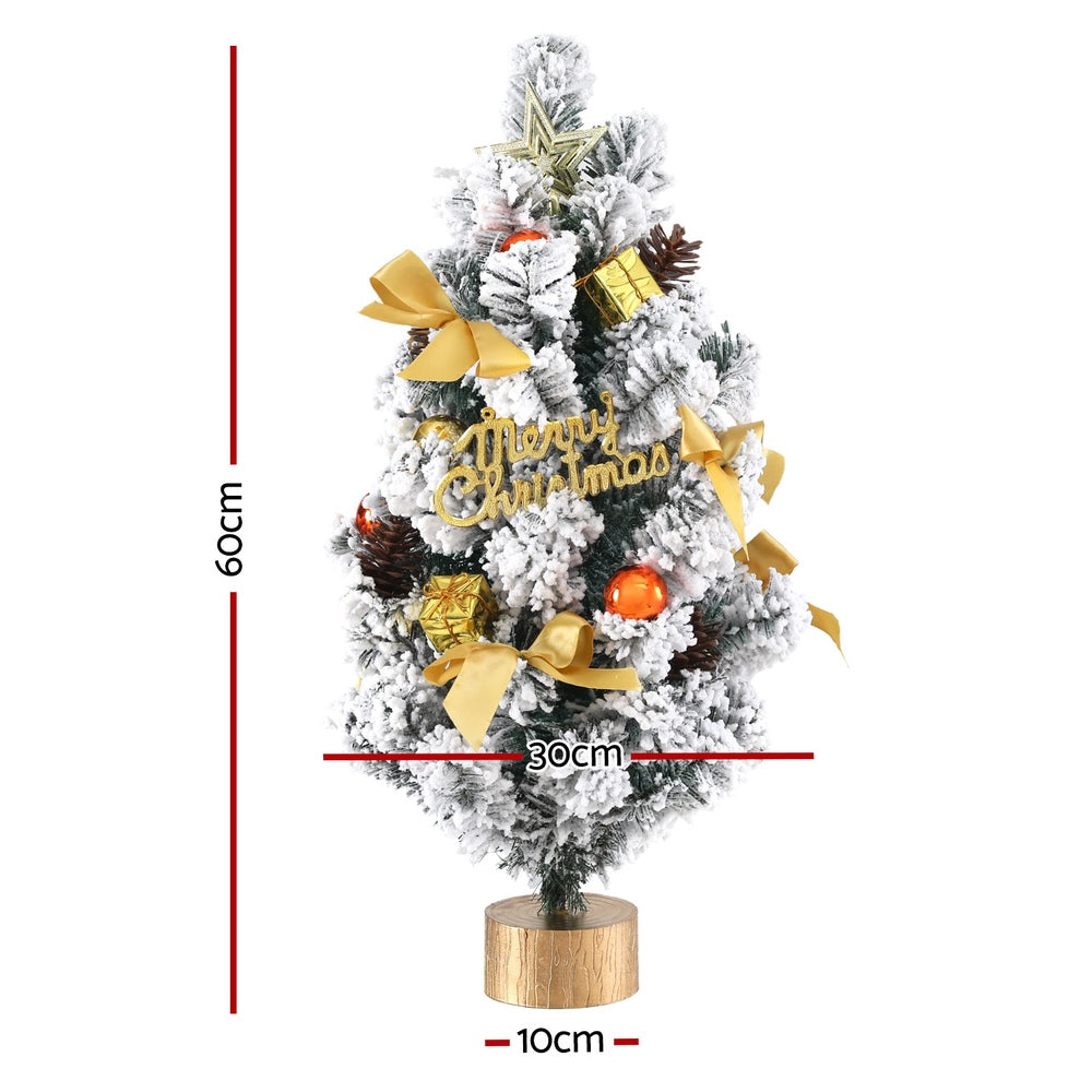 60CM Snow-Flocked Mini Christmas Tree – 100 Tips, Unlit