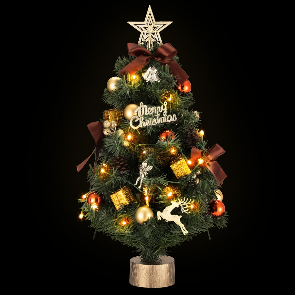 60CM Pre-Lit Tabletop Christmas Tree with 50 LED Lights & Ornaments