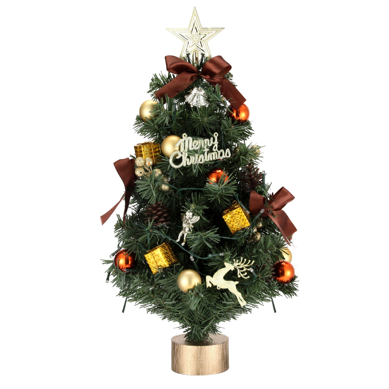 60CM Pre-Lit Tabletop Christmas Tree with 50 LED Lights & Ornaments