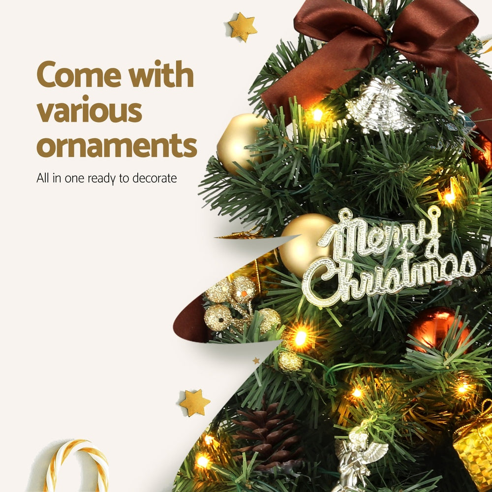 60CM Pre-Lit Tabletop Christmas Tree with 50 LED Lights & Ornaments