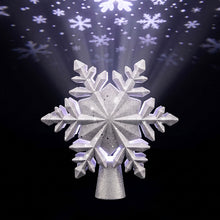 23.4CM Silver Snowflake Christmas Tree Topper with 360° Rotating Projector