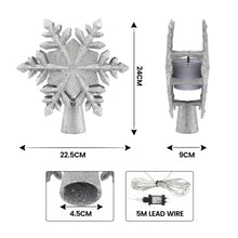 23.4CM Silver Snowflake Christmas Tree Topper with 360° Rotating Projector