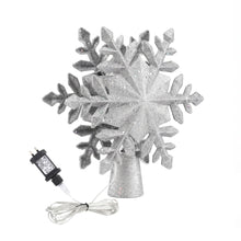 23.4CM Silver Snowflake Christmas Tree Topper with 360° Rotating Projector