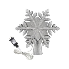 23.4CM Silver Snowflake Christmas Tree Topper with 360° Rotating Projector