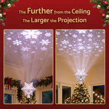 23.4CM Silver Snowflake Christmas Tree Topper with 360° Rotating Projector