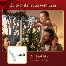 23.4CM Silver Snowflake Christmas Tree Topper with 360° Rotating Projector