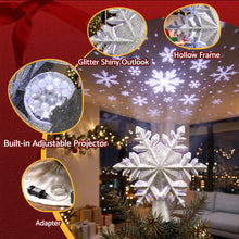 23.4CM Silver Snowflake Christmas Tree Topper with 360° Rotating Projector