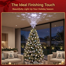 23.4CM Silver Snowflake Christmas Tree Topper with 360° Rotating Projector