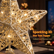 23CM 3D Gold Christmas Tree Topper Star with 20 LED
