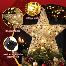 23CM 3D Gold Christmas Tree Topper Star with 20 LED
