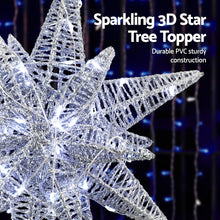 3D Christmas Tree Topper Star – 60 White LED Lights Silver