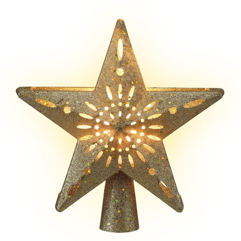 Christmas Tree Topper Star – Gold Glitter Snowflake Projector