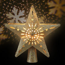 Christmas Tree Topper Star – Gold Glitter Snowflake Projector