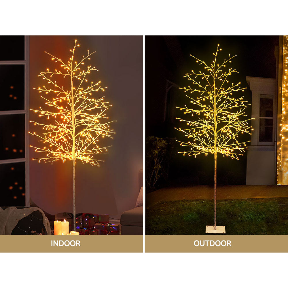 7FT Solar Warm White LED Twig Christmas Tree – 480 LEDs