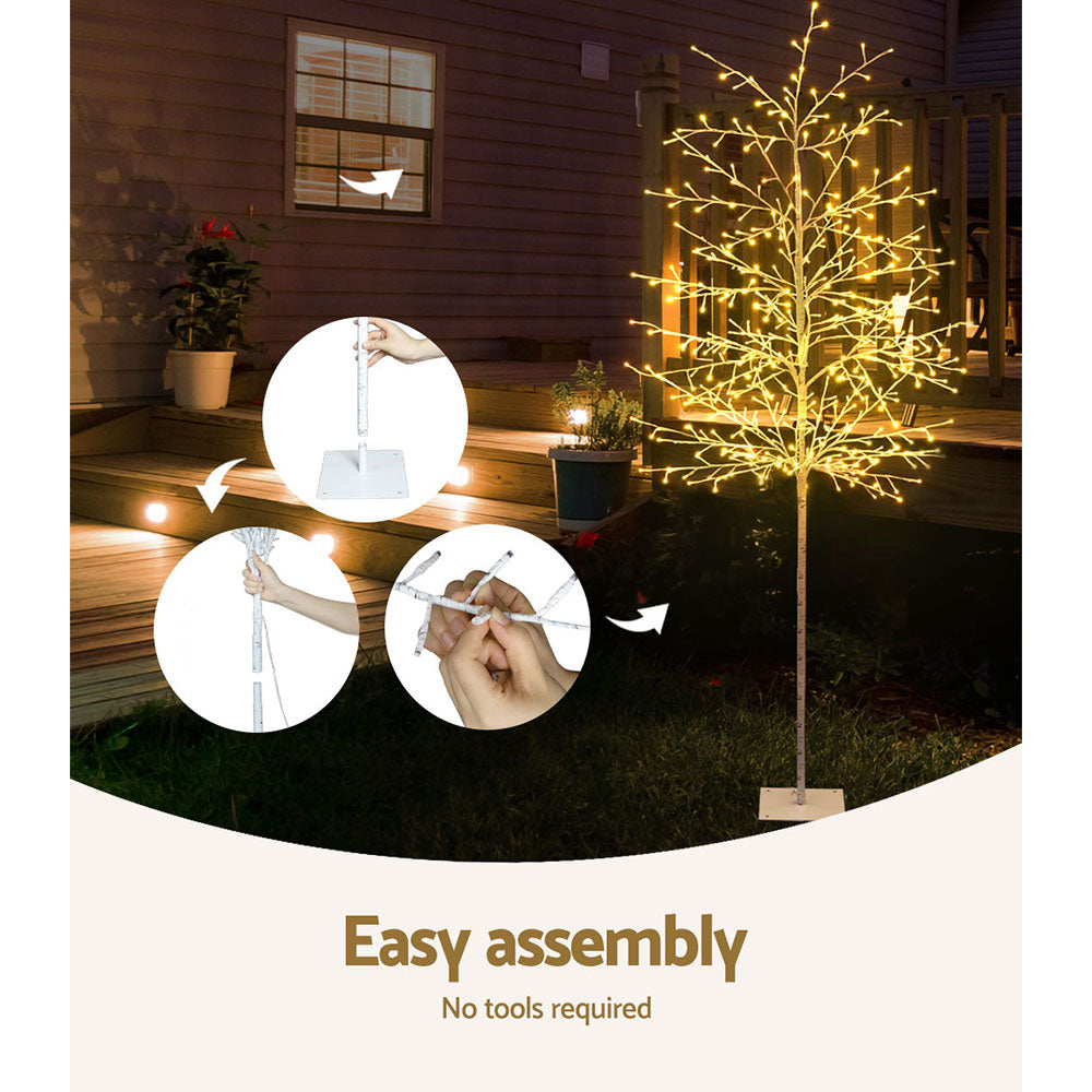 7FT Solar Warm White LED Twig Christmas Tree – 480 LEDs