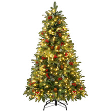 5FT Pre-Lit Christmas Tree with Pinecones, Red Berries & 160 Warm White LEDs