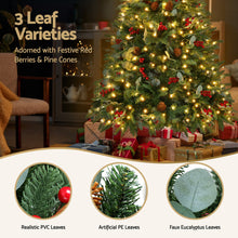 5FT Pre-Lit Christmas Tree with Pinecones, Red Berries & 160 Warm White LEDs