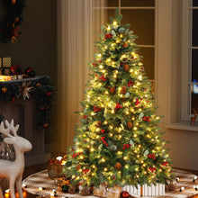 5FT Pre-Lit Christmas Tree with Pinecones, Red Berries & 160 Warm White LEDs