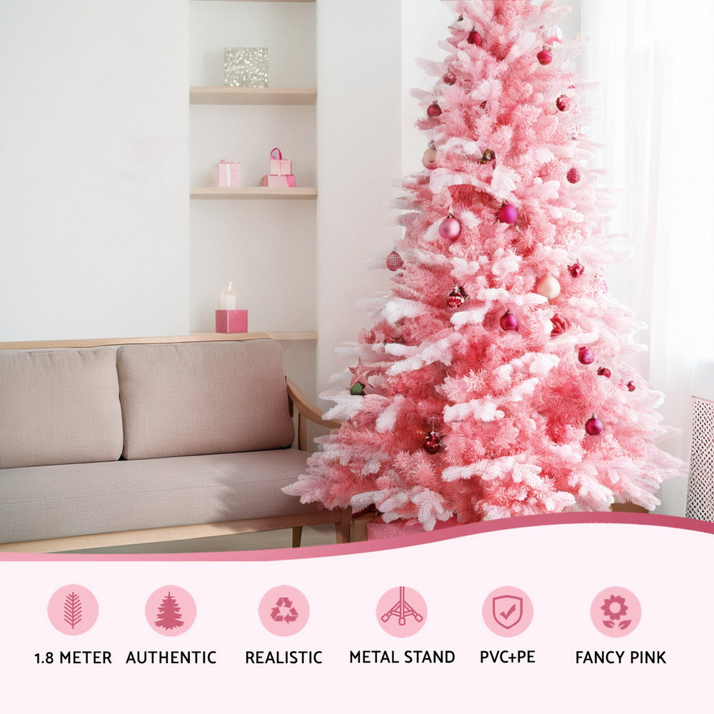 6FT Pink Snow-Flocked Christmas Tree