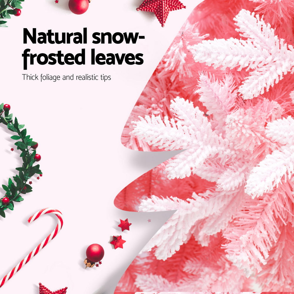 6FT Pink Snow-Flocked Christmas Tree