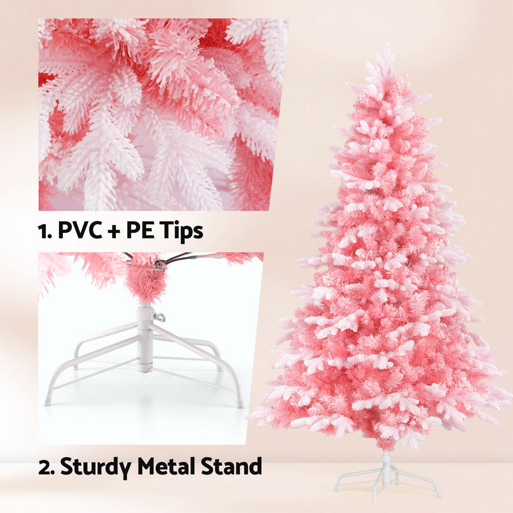 6FT Pink Snow-Flocked Christmas Tree