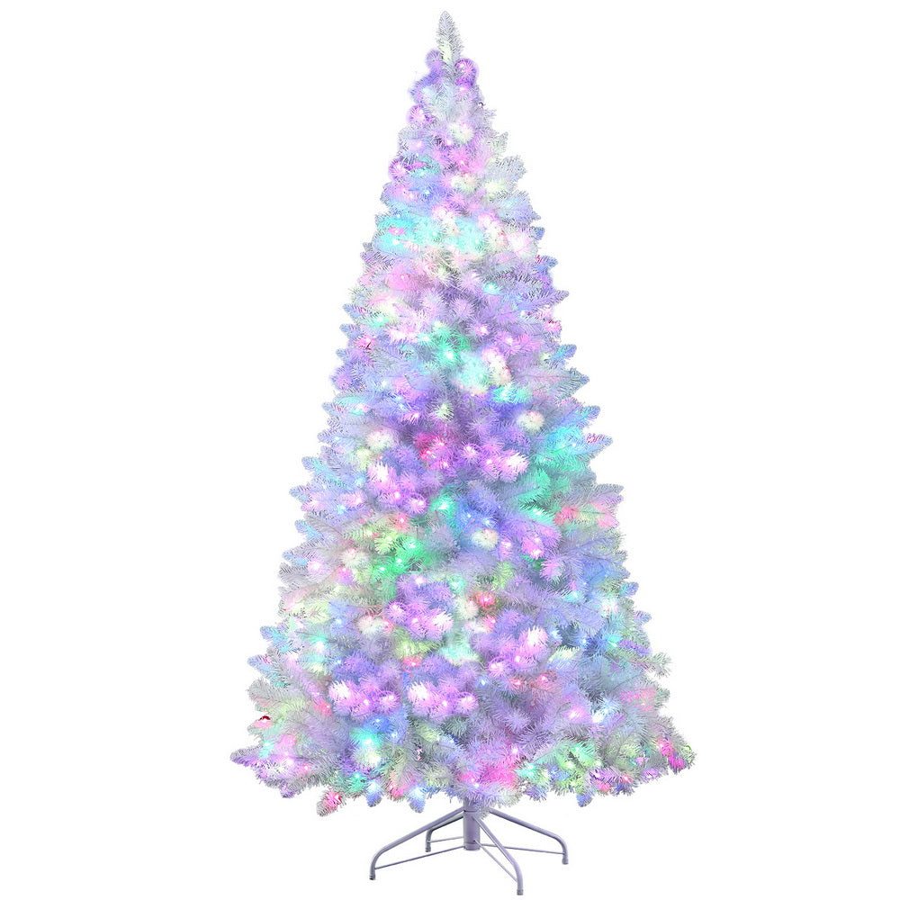 7FT White Pre-Lit Christmas Tree with 450 RGB LEDs & Remote Control