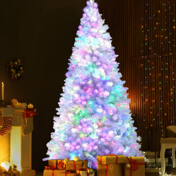 7FT White Pre-Lit Christmas Tree with 450 RGB LEDs & Remote Control