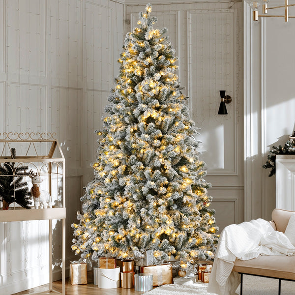 7FT Snow-Flocked Christmas Tree with 500 LED Lights